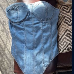 Denim Strapless Bodysuit